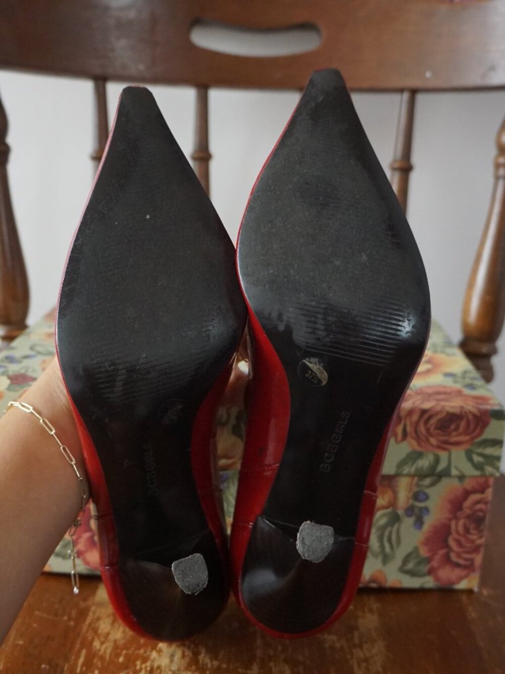 BCBGirls Red Genuine Leather Pointed Toe Pumps - Picture 8 of 12